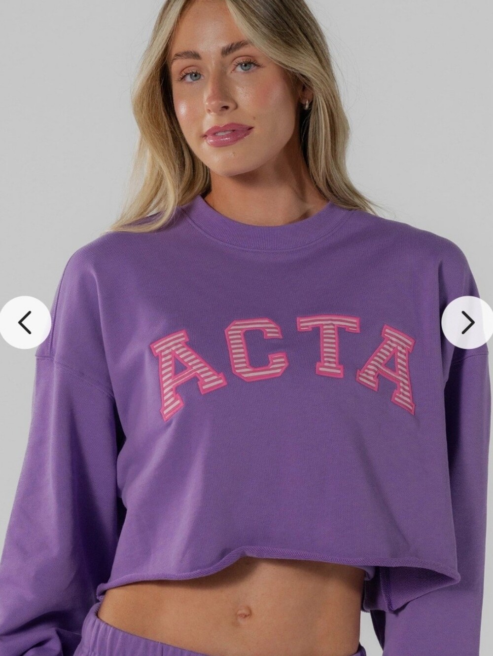 NWT ACTA x Ken Cradic Everyday Cropped Crewneck - Purple Medium